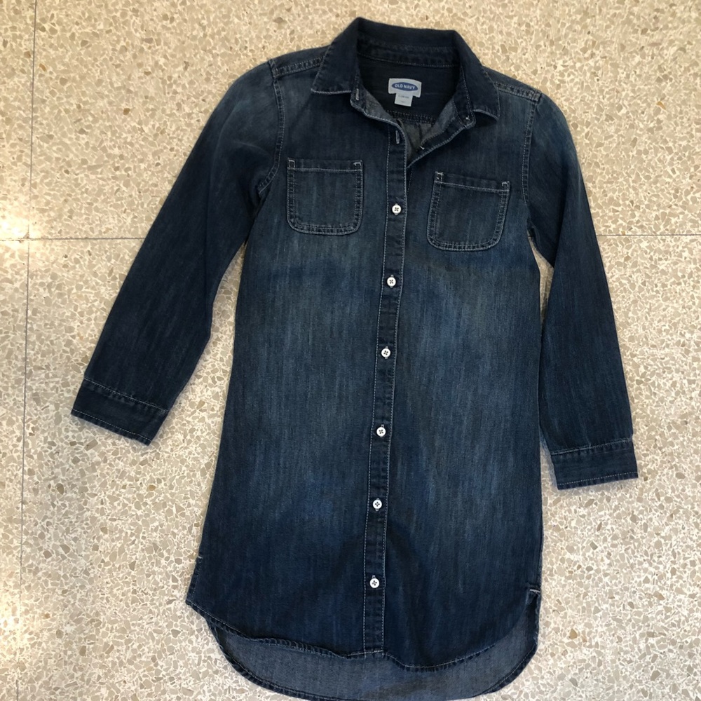 Girls Denim button up dress